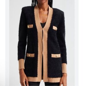 L'Agence Elin Black Fuzzy Cardigan NWOT